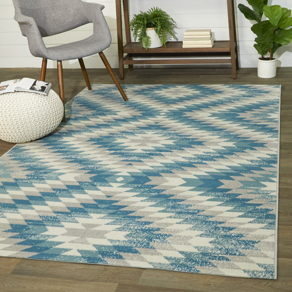Union Rustic Gebhard Southwestern Teal Indoor/Outdoor Area Rug & Reviews Wayfair